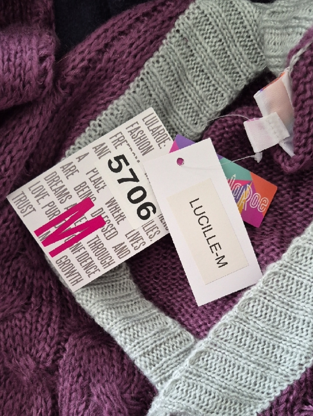 NWT Women's Mauve Purple V-Neck Cardigan Sweater with Light Gray Trim MED - Picture 12 of 12